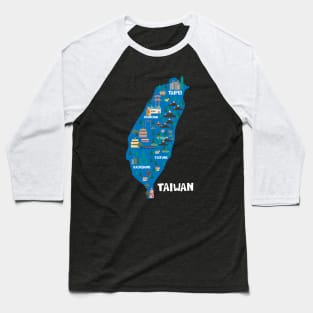 Taiwan Illustrated Map Baseball T-Shirt